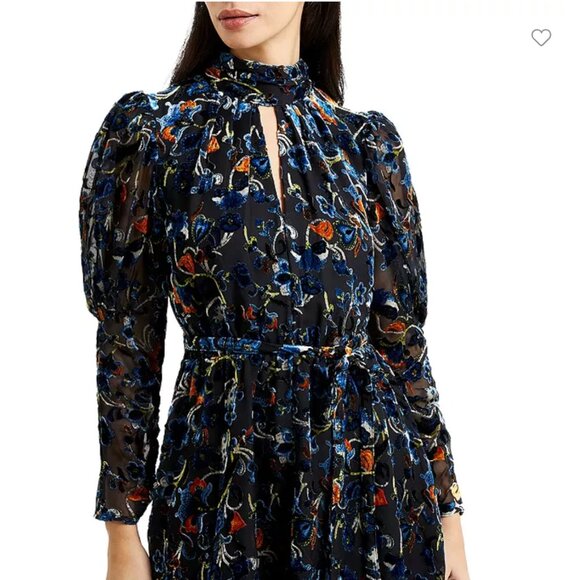 FRENCH CONNECTION Avery Burnout Velvet Keyhole Mini Dress - Size 6 / NWT - Picture 2 of 12